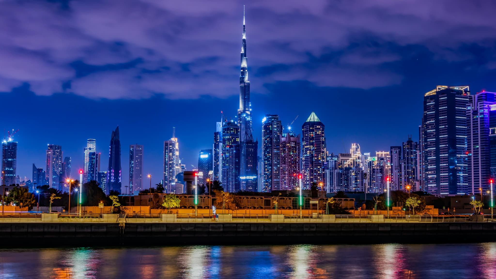 Dubai skyline at night